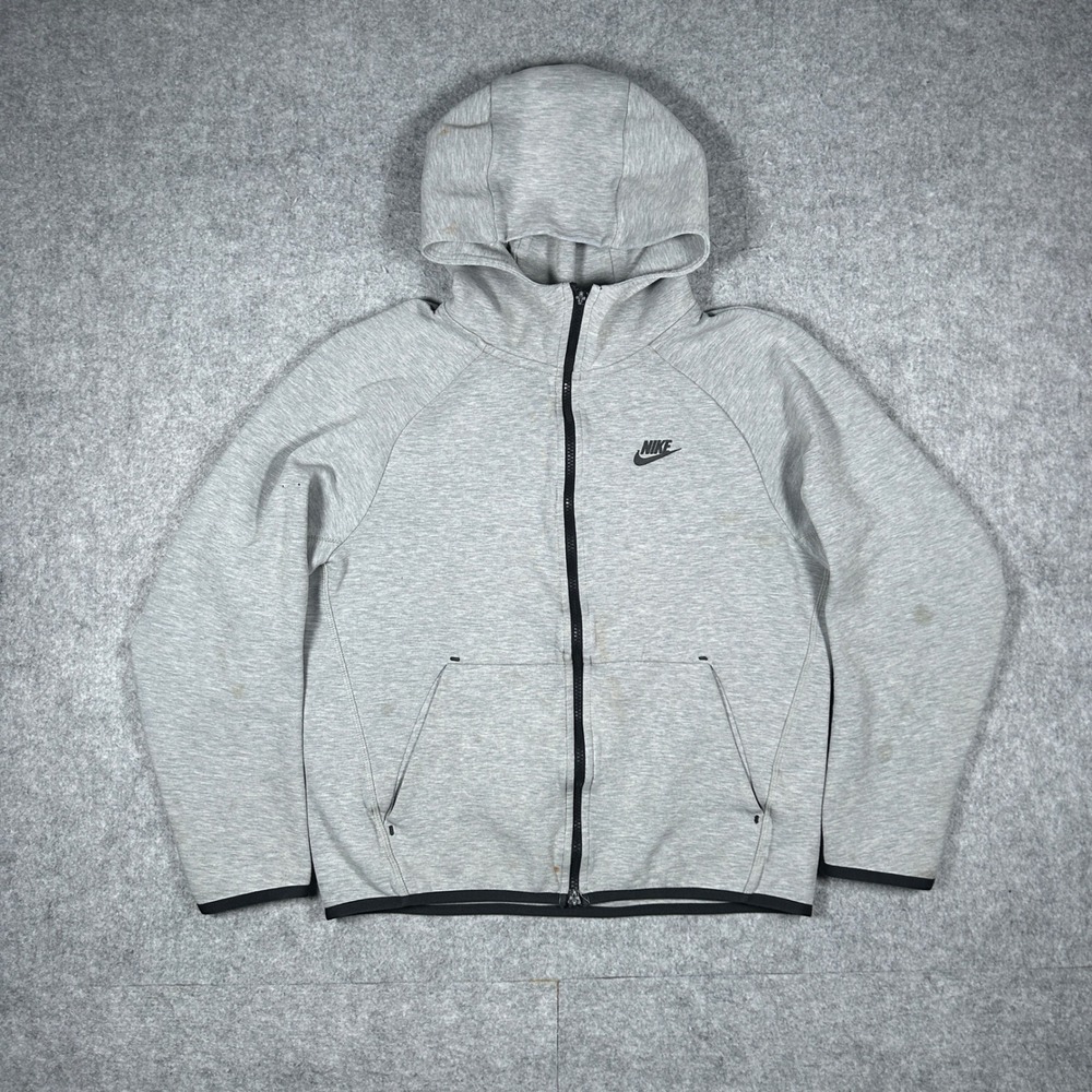 Nike Tech Fleece‎ Hoodie Men Medium Gray Full Zip Sportswear Gym Athletic